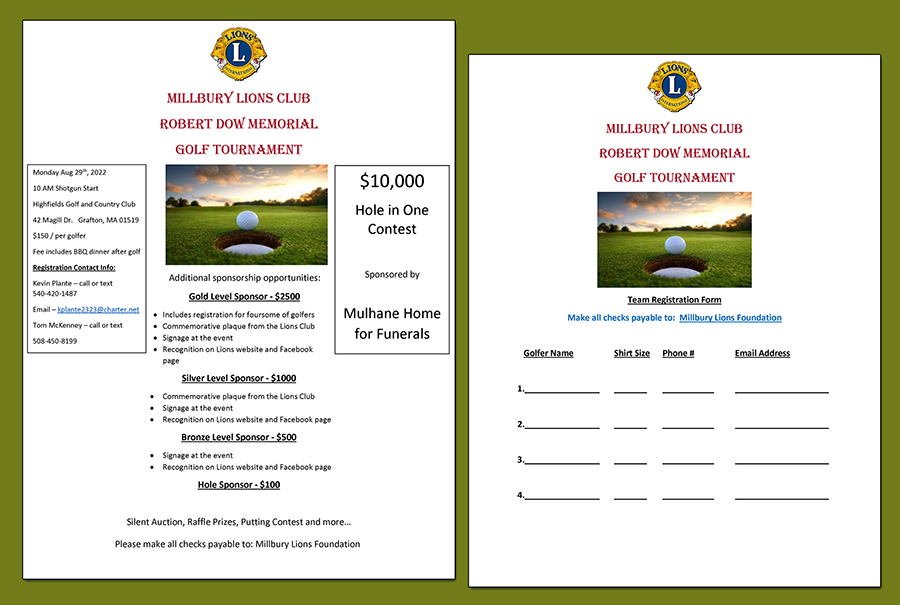 Millbury Lions 2022 Golf Tournament